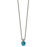Shey Couture Sterling Silver with 14K Accent 18 Inch Antiqued Cushion London Blue Topaz Necklace